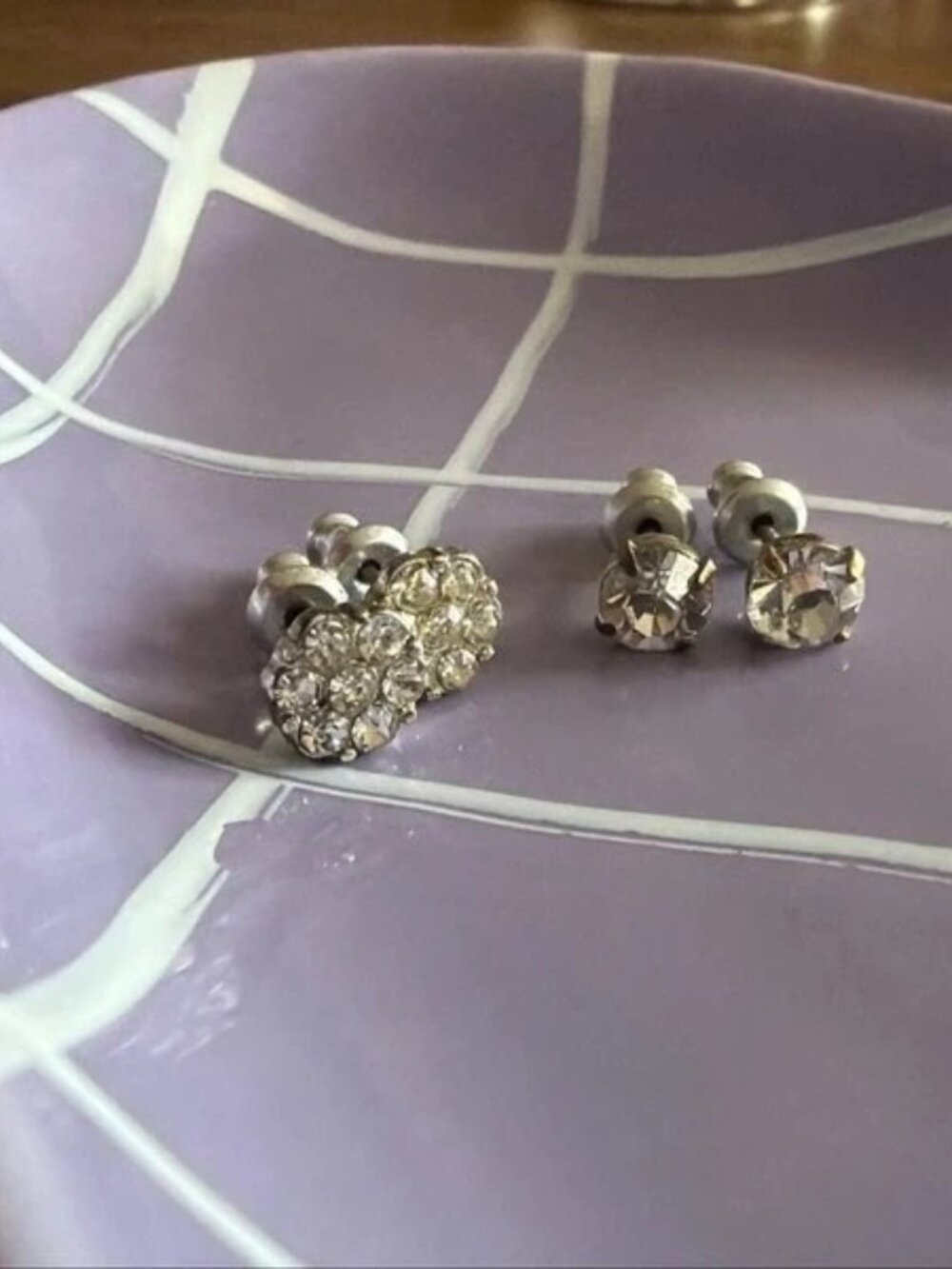 Vintage Rhinestone Stud Earrings Set of 2 | Cluster & Solitaire